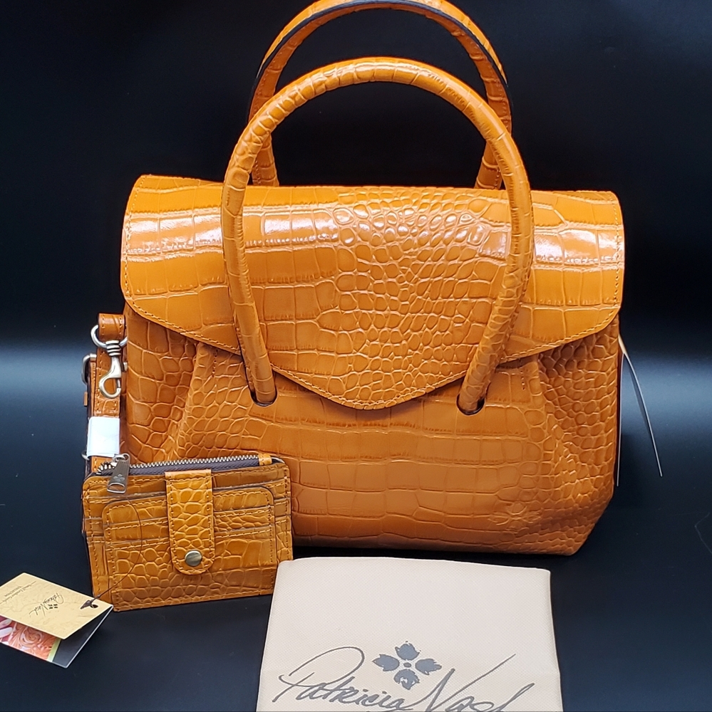 💥Patricia Nash Notley Leather Satchel Crossbody Bag and Cassis Card Case Wallet